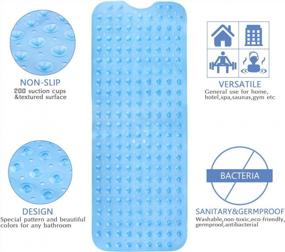 img 2 attached to Non-Slip Bath Mat For Bathroom, Machine Washable, Ideal For Kids, Toddler, Senior - Wimaha XL Bathtub Mat, 39 X 16 Inches, Clear Sky Blue