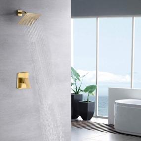 img 2 attached to Sumerain Pressure Balance Shower Faucet Brushed Gold Finish, 8" Square Rainfall Shower Head Including Rough-In Valve Body And Trim