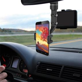 img 3 attached to Enhanced 360° Rearview Mirror Phone Holder: Versatile Car Mount for Cell Phone & GPS, Universal Rotation Car Phone Holder, Green