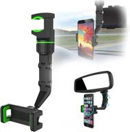 enhanced 360° rearview mirror phone holder: versatile car mount for cell phone & gps, universal rotation car phone holder, green logo