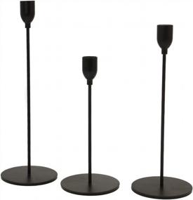 img 1 attached to 3-Piece VINCIGANT Black Metal Candle Holders Set - Perfect For Weddings, Dining & Parties!