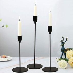 img 4 attached to 3-Piece VINCIGANT Black Metal Candle Holders Set - Perfect For Weddings, Dining & Parties!