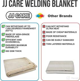 img 3 attached to 🔥 Pack of 2 JJ CARE Heavy Duty Welding Blankets - 6x8 ft Fiberglass Welding Curtains [850GSM Thick] - 48 Sq Ft Welding Shields and Curtains for Industrial and Home Use