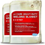 🔥 pack of 2 jj care heavy duty welding blankets - 6x8 ft fiberglass welding curtains [850gsm thick] - 48 sq ft welding shields and curtains for industrial and home use logo