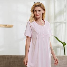 img 2 attached to Women'S 100% Cotton Lightweight Short Sleeve Nightgowns By Keyocean