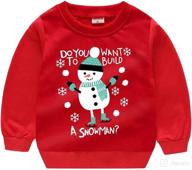 christmas reindeer fleece crewneck pullover - winter warm tops for baby boys and girls (2t-6t) logo