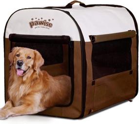 img 4 attached to 🐶 PAWISE Foldable Soft Dog Crate Pet Kennel Houses, Portable Crates for Medium and Large Dogs, Lightweight Travel Crate Kennel Indoor & Outdoor - 26"x18"x21" (Medium) and 31"x22"x24" (Large)