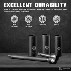 img 1 attached to 🔧 PGROUP 3/8” Drive Deep Impact Socket Set: Metric and Standard Sockets (16pcs; 7mm - 22mm), Extension Bars, Radius Corner Design, Cr-V Steel, Heavy Duty Storage Case