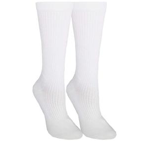 img 4 attached to NuVein 15-20 MmHg Medical Compression Socks, Mid Calf Crew Length, Padded Foot Cushioning, White Color X-Large Size