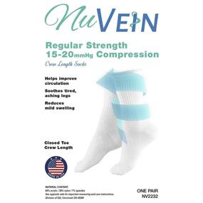 img 2 attached to NuVein 15-20 MmHg Medical Compression Socks, Mid Calf Crew Length, Padded Foot Cushioning, White Color X-Large Size