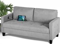 sthouyn удобный серый диван loveseat для небольших помещений - современный 2-местный диван середины века с глубоким сиденьем для гостиной, спальни, офиса в общежитии - 57 ”w (светло-серый) логотип