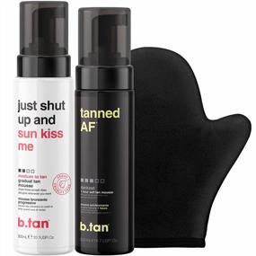 img 4 attached to Tan No Sun Required Self Tanner Bundle: Tanned AF Self Tanning Mousse For Fastest, Darkest Fake Tan With Just Shut Up And Sunkiss Me Gradual Tan Mousse Plus Self Tanner Mitt.
