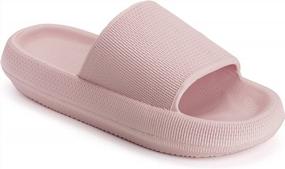 img 4 attached to Joomra Quick-Drying Shower Slides For Women And Men - Non-Slip Pillow Slippers With Thick, Ultra-Cushioned Soles - Ideal For Bathroom And Home Use