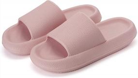 img 3 attached to Joomra Quick-Drying Shower Slides For Women And Men - Non-Slip Pillow Slippers With Thick, Ultra-Cushioned Soles - Ideal For Bathroom And Home Use