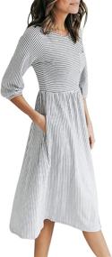 img 3 attached to MEROKEETY Womens Balloon Striped Pockets Women's Clothing - Dresses