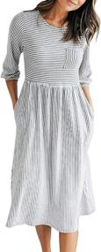 img 4 attached to MEROKEETY Womens Balloon Striped Pockets Women's Clothing - Dresses