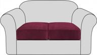 h.versailtex velvet stretch couch cushion cover plush cushion slipcover for chair loveseat sofa cushion furniture protector seat cushion sofa cover with elastic bottom washable (2 packs, burgundy) logo