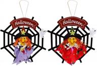 luckybunny 2 pieces halloween witch ornaments hanging baubles for halloween party front door porch window home decorations logo