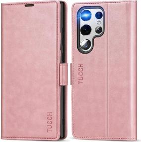 img 4 attached to TUCCH Wallet Case For Galaxy S22 Ultra, Magnetic PU Leather Stand [RFID Blocking] Card Slots Folio Flip Cover With [TPU Shockproof Interior Case] Compatible With Galaxy S22 Ultra 6.8-Inch, Rose Gold