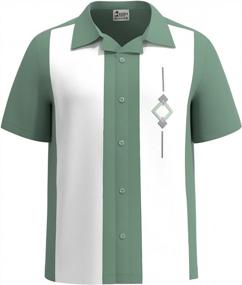img 3 attached to Mens Cuban Style Bowling Shirt, Lucky Paradise Trovato Vintage Camp Shirt