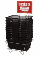enhance your storefront with set of 12 black metal shopping baskets- convenient and durable for thrift, grocery, and convenience stores logo