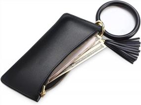 img 4 attached to Women'S Tassel Keychain Wallet Wristlet Bangle Ring Circle Bracelet