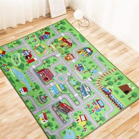 img 2 attached to Captivating Capslpad Kids Rug: Expand Learning with Traffic Road Play Mat - Perfect for Playrooms, Living Rooms and Nurseries!