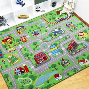 img 4 attached to Captivating Capslpad Kids Rug: Expand Learning with Traffic Road Play Mat - Perfect for Playrooms, Living Rooms and Nurseries!