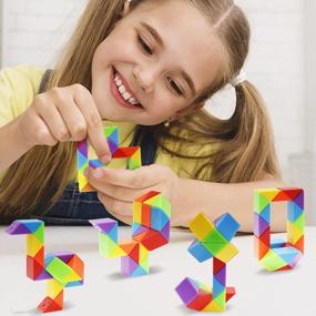 img 1 attached to Ganowo 30 Pack Party Favor, Medium Fidget Snake Cube Twist Puzzle Игрушки для детей Подростки Чулки Stuffers Массовые товары для дня рождения Goodie Bags Fillers (Rainbow)