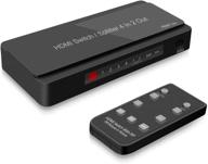 4-port hdmi switcher with ir remote control, supports hdmi 1.4 and hdcp 1.4, 4k@30hz ultra hd 3d/1080p compatible with fire tv, roku, ps3, ps4, xbox, apple tv, dvd (4x2 hdmi selector) logo