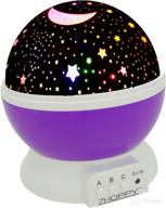 🌟 zhoppy night lights for kids: star and moon starlight projector bedside lamp for baby room and kids bedroom decorations - perfect birthday gift, in purple! логотип