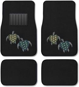 img 4 attached to 🐢 CarsCover Blue and Green Turtle Crystal Diamond Bling Rhinestone Studded Floor Mats for Car, SUV, and Truck - Set of 4