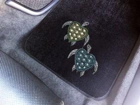 img 1 attached to 🐢 CarsCover Blue and Green Turtle Crystal Diamond Bling Rhinestone Studded Floor Mats for Car, SUV, and Truck - Set of 4