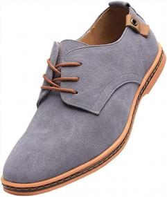 img 4 attached to PPXID Men'S Suede Leather Lace Up Dress Shoes: Business & Casual Oxfords