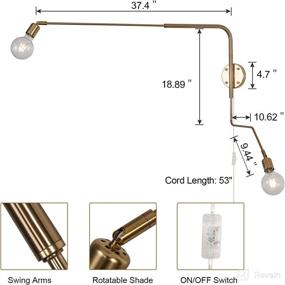 img 2 attached to Ultra Slim Swing Arm Wall Sconce: Flexible Retro Brass Plated Lamp for Living Room or Bedroom