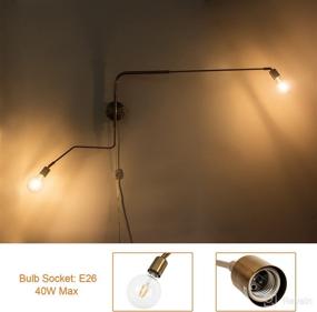 img 3 attached to Ultra Slim Swing Arm Wall Sconce: Flexible Retro Brass Plated Lamp for Living Room or Bedroom