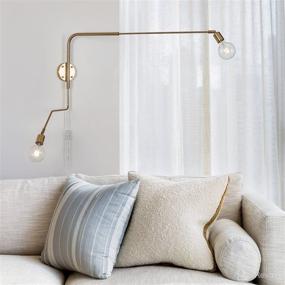 img 1 attached to Ultra Slim Swing Arm Wall Sconce: Flexible Retro Brass Plated Lamp for Living Room or Bedroom