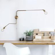 ultra slim swing arm wall sconce: flexible retro brass plated lamp for living room or bedroom логотип