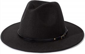 img 4 attached to Stylish Women'S Wool Fedora Panama Hat With Wide Brim And Belt Buckle Detail By Lisianthus