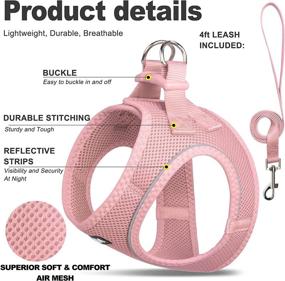 img 3 attached to 🐾 Optimally Adjustable Fida Comfy Dog Harness with Leash, Secure Cat Vest Harness, Breathable Lightweight Soft Mesh, Reflective Step-in Harness for Extra-Small Pet & Toy Breeds (XXXS, Pink)