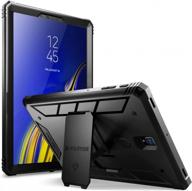 poetic revolution rugged case for samsung galaxy tab s4 10.5 - 360° protection, kick-stand, built-in screen protector, heavy duty design in black logo