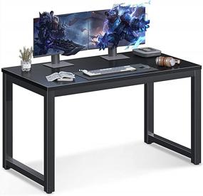 img 4 attached to 47 Inch Modern Office Desk - Coleshome Sturdy Computer Writing Desk For Home Study, Black