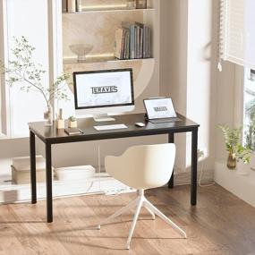 img 3 attached to Teraves Компьютерный стол / Обеденный стол Офисный стол Прочная письменная рабочая станция для домашнего офиса (47,24 дюйма, черный)