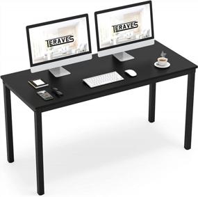 img 4 attached to Teraves Компьютерный стол / Обеденный стол Офисный стол Прочная письменная рабочая станция для домашнего офиса (47,24 дюйма, черный)