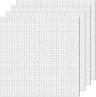 4-pack borola classic building base block plate - 10 "x 10", совместим с большинством основных брендов, различные варианты цвета (белый) логотип