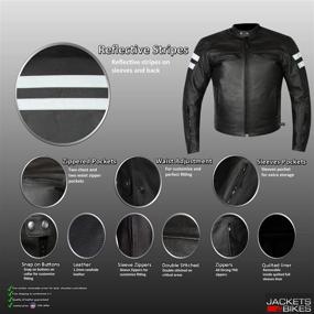 img 3 attached to 🧥 New AXE Men's Leather Jacket: Motorcycle CE Armor for Biker Safety