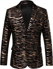 img 4 attached to THWEI Mens Leopard Print Tuxedo Blazer - Luxury Notched Lapel Slim Fit Sport Coat