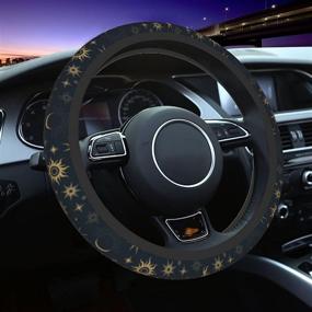 img 4 attached to 🌙 Starry Moon Steering Wheel Cover - Universal 15 Inch Non-Slip Neoprene Car Protection, Ideal for Women, Girl, Men, Sun - Fits Auto SUV Sedan Vans Trucks