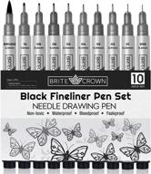 🖌️ enhance your artistic skills with premium drawing pens: set of 10 fineliner pens (0.2mm-1.0mm) and calligraphy brush-tip pen (2.5mm) logo