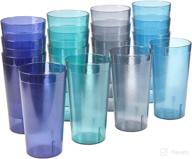 us acrylic café 20-ounce lightweight stackable beverage tumblers - set of 16 reusable water cups in 4 coastal colors logo